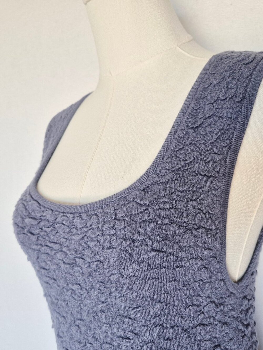 Natural Life Danielle Square Neck Texture Knit Tank Top Dusty Blue - Picture 6 of 13